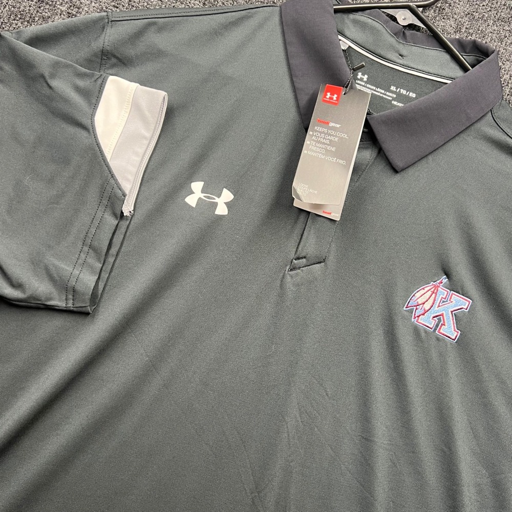 Under Armour Men XL HeatGear Polo Shirt Gray Embroidered Logo 1359344 001 NWT